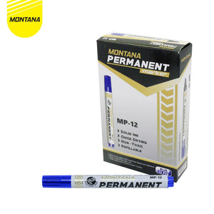 MONTANA Spidol Permanen Round Tip 12 Pcs Quick Dry Permanent Marker MP-12/Lusin Hitam