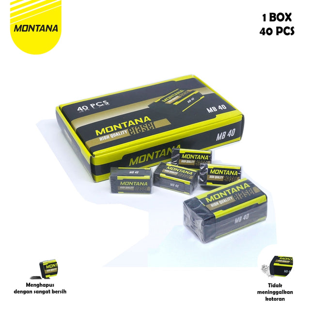MONTANA Penghapus Pensil High Quality 40 Pcs Eraser Dust Free MB-40/Box Hitam
