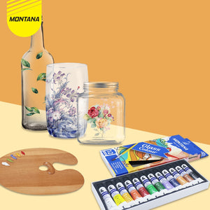 MONTANA Glass Colour 12 Warna x 6ml Cat Akrilik Smooth Rich Colors TGC-12PT