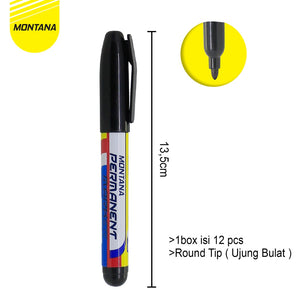 MONTANA Spidol Permanen 12 Pcs Quick Dry Permanent Marker MP-11/Lusin