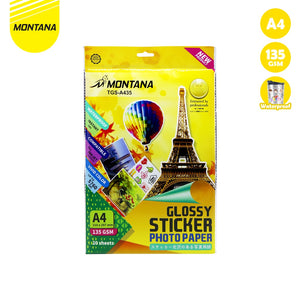 MONTANA Glossy Sticker Photo Paper A4 20 Sheets 135 GSM Kertas Foto Stiker TGS-A435