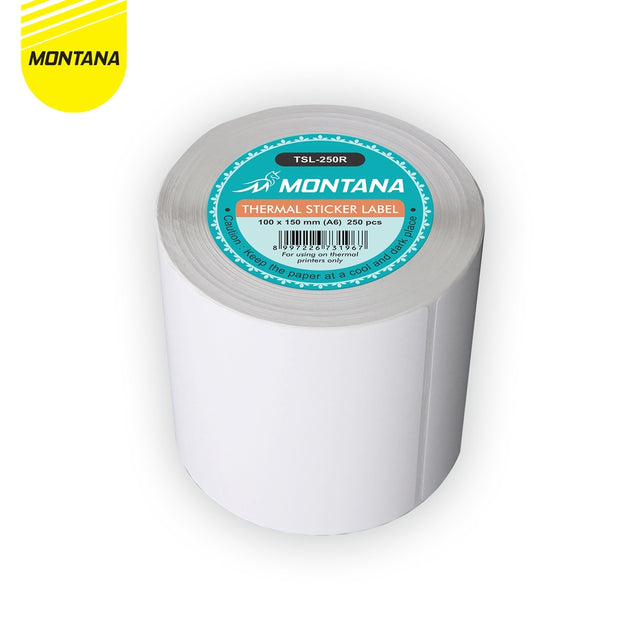 MONTANA Thermal Paper 100 x 150 mm Roll Label Barcode A6/250 Pcs TSL-250R