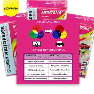 MONTANA Glossy Photo Paper A4 20 Sheets 210 GSM Kertas Foto TGP-A420