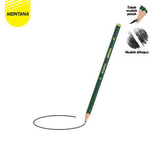 MONTANA Pensil 2B Lulus Uji Komputer 12 Pcs Pencil Alat Tulis Sekolah dan Kantor MT2B01