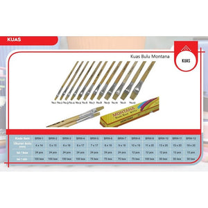 MONTANA Bundling Kuas Cat Air Lukis 31 - 36 cm 12 Pcs Watercolor Brush Acrylic Nylon BRW1-12