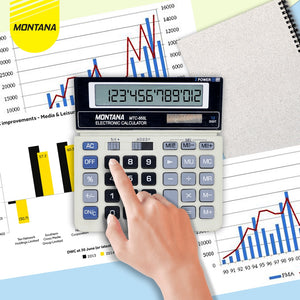 MONTANA Kalkulator Alat Hitung 12 Digit Electronic Calculator Big Display 2 Power MTC-868L