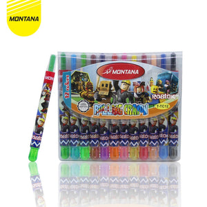 MONTANA Rolling Crayon 12 Warna Krayon Putar Smooth Rich Color Alat Mewarnai T-TC12 Mini