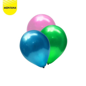 MONTANA Balon Latex Shiny 100 Pcs Mengkilat Balloons Warna-warni MLMS/CARD
