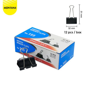 MONTANA Binder Clip Penjepit Kertas 51x32 mm 12 Pcs Paperclip Klip Serbaguna MT-BC155