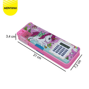 MONTANA Kotak Pensil Kalkulator 20x8 Cm Pencil Case Calculator Study Set Tempat Alat Tulis 102-1