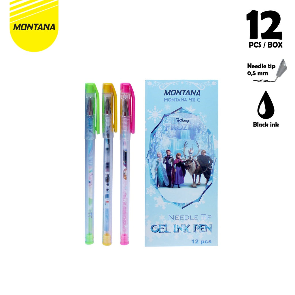 MONTANA Pulpen Pena Gel 0.5mm 12 Pcs Ballpoint Pen Ink Alat Tulis 411 C-Frozen