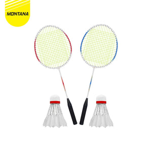 MONTANA Badminton Racket 1 Set + Shuttlecock 2 Pcs Raket dan Kok Bulu Tangkis TRB2D