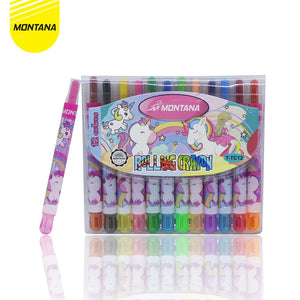 MONTANA Rolling Crayon 12 Warna Krayon Putar Smooth Rich Color Alat Mewarnai T-TC12 Mini