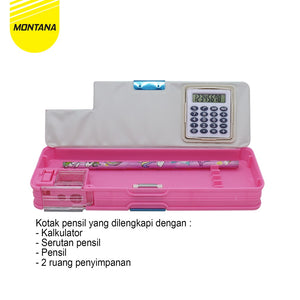 MONTANA Kotak Pensil Kalkulator 20x8 Cm Pencil Case Calculator Study Set Tempat Alat Tulis 102-1