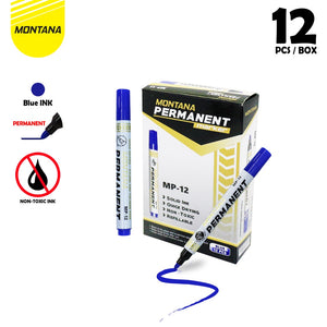 MONTANA Spidol Permanen Round Tip 12 Pcs Quick Dry Permanent Marker MP-12/Lusin Hitam
