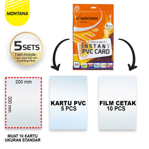 MONTANA Instant PVC Card Kertas PVC Bahan Id Card A4 300 GSM Waterproof Quick Dry TPVC-A4