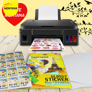 MONTANA Glossy Sticker Photo Paper A4 20 Sheets 135 GSM Kertas Foto Stiker TGS-A435