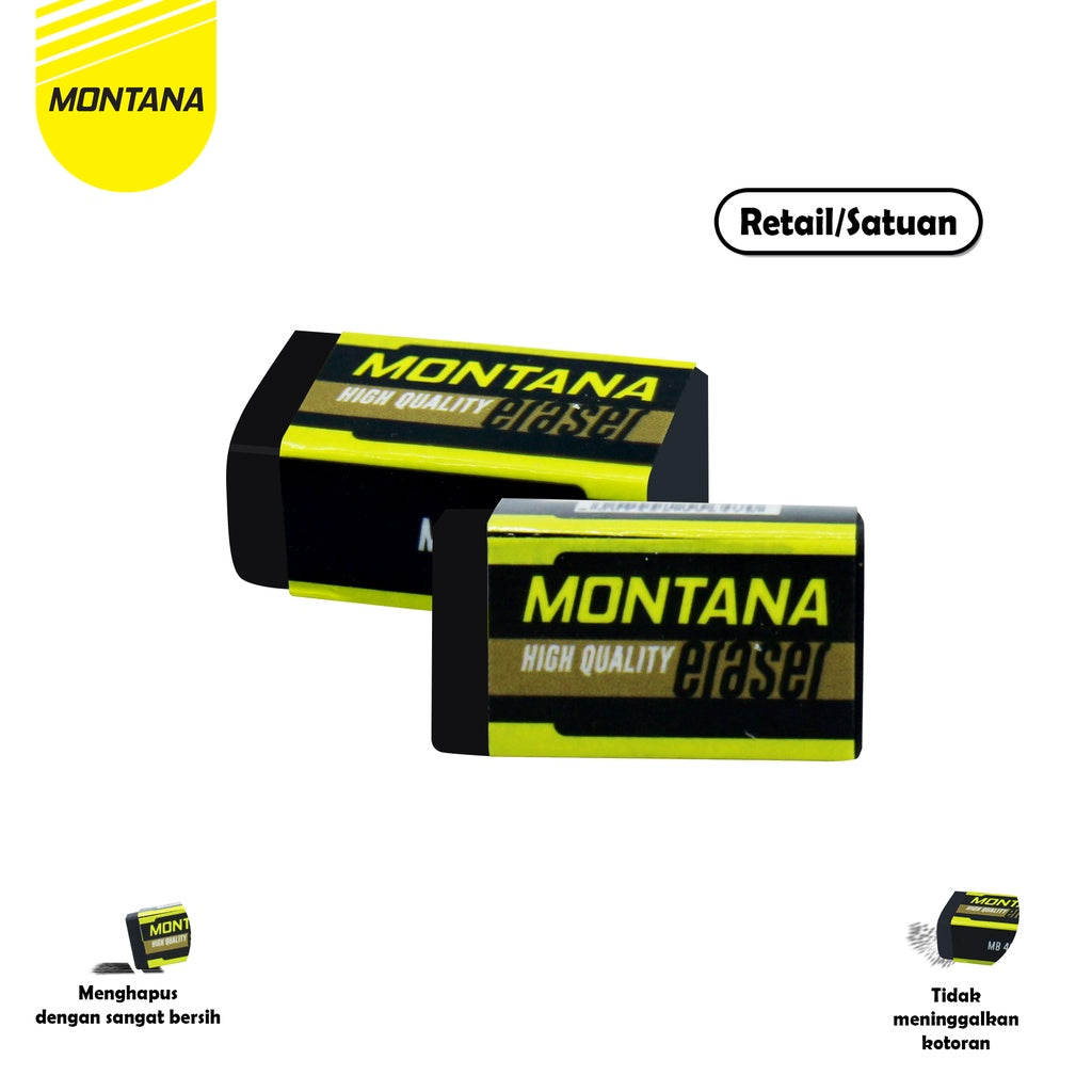 MONTANA Penghapus Pensil High Quality 28 x 14 x 11 mm Eraser Dust Free MB-40/Retail Hitam