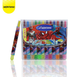 MONTANA Rolling Crayon 12 Warna Krayon Putar Smooth Rich Color Alat Mewarnai T-TC12 Mini