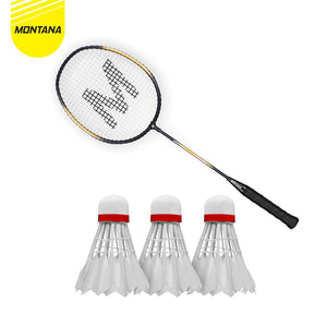 MONTANA Badminton Racket 1 Pcs + Shuttlecock 3 Pcs Raket dan Kok Bulu Tangkis TRB1S
