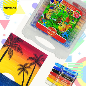 MONTANA Oil Pastel Krayon Minyak 24 Warna Water Resistant Alat Mewarnai TOP24B