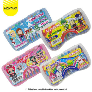 MONTANA Paket Mewarnai 2 Oil Pastel 1 Set Crayon + 1 Set Pensil Warna TH-350 + TOP-12B