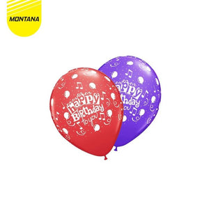 MONTANA Balon Latex Motif Happy Birthday 100 Pcs Balloons Ulang Tahun Warna-Warni MLMS/CARD