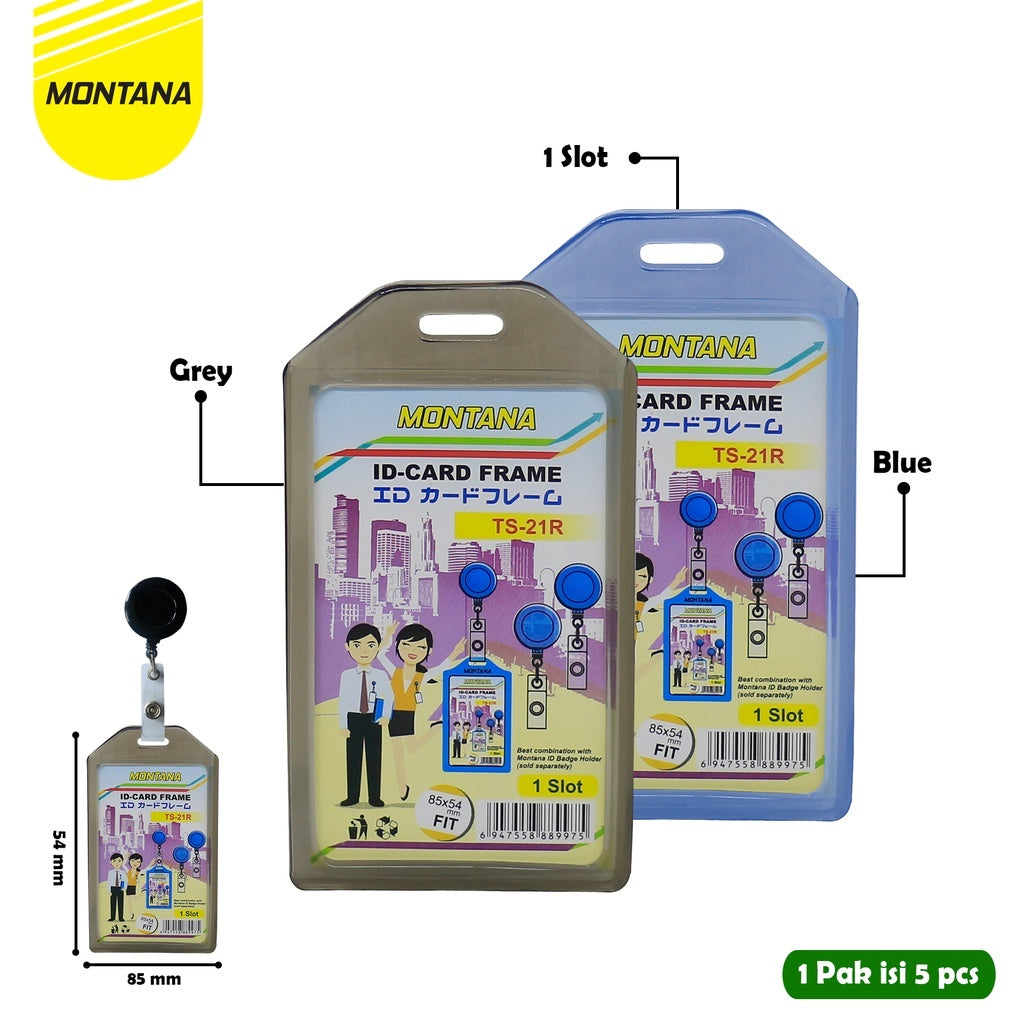 MONTANA Casing Id Card Frame Bening 85 x 54mm 5 Pcs Casing Holder 1 Muka Lentur TS-21R/Pack