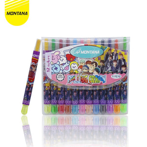 MONTANA Rolling Crayon 12 Warna Krayon Putar Smooth Rich Color Alat Mewarnai T-TC12 Mini