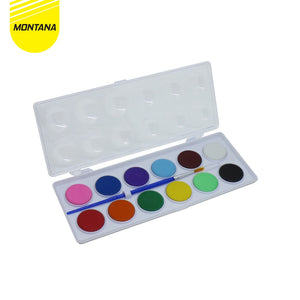 MONTANA Water Color Cakes Cat Air 12 Warna Water Soluble Pointbrush Included TWC-12