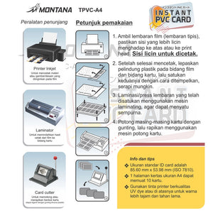 MONTANA Instant PVC Card Kertas PVC Bahan Id Card A4 300 GSM Waterproof Quick Dry TPVC-A4