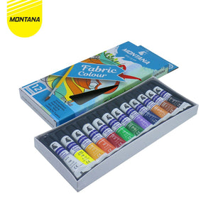 MONTANA Fabric Colour Cat Kain 12 Warna x 6ml Smooth Rich Colors & Pigments TFC-12PT