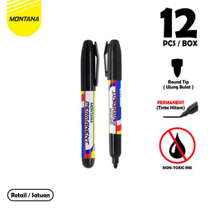MONTANA Spidol Permanen Round Tip Permanent Marker Quick Dry MP-11 Retail