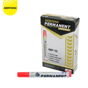 MONTANA Spidol Permanen Round Tip 12 Pcs Quick Dry Permanent Marker MP-12/Lusin Hitam