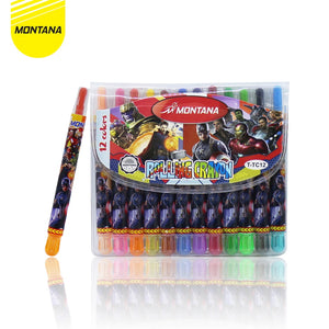 MONTANA Rolling Crayon 12 Warna Krayon Putar Smooth Rich Color Alat Mewarnai T-TC12 Mini
