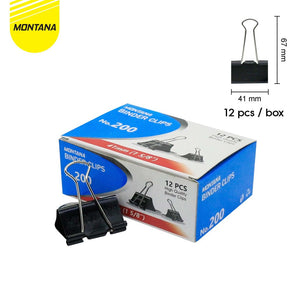 MONTANA Binder Clip Penjepit Kertas 67x41 mm 12 Pcs Paperclip Klip Serbaguna MT-BC200