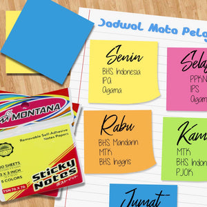 MONTANA Sticky Note Kertas Memo Tempel 100 Sheet Notes Papers Mix Warna TSN51X76