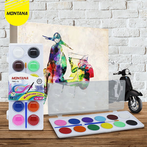 MONTANA Water Color Cakes Cat Air 12 Warna Water Soluble Pointbrush Included TWC-12