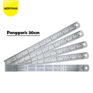 MONTANA Penggaris Besi Stainless 30 cm 12 Pcs Steel Ruler Garisan RT-30S