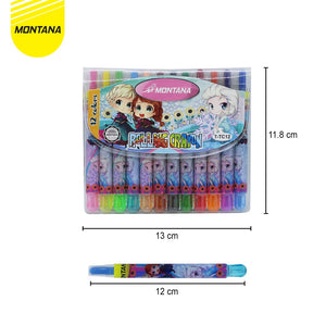 MONTANA Rolling Crayon 12 Warna Krayon Putar Smooth Rich Color Alat Mewarnai T-TC12 Mini