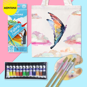MONTANA Fabric Colour Cat Kain 12 Warna x 6ml Smooth Rich Colors & Pigments TFC-12PT