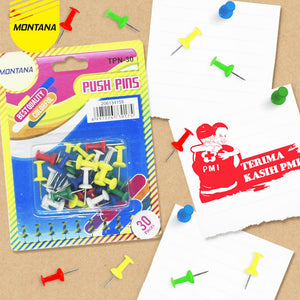 MONTANA Push Pin Jarum Tekan 30 Pcs Best Quality Colorful Paku Pin Multiwarna TPN-30/Retail