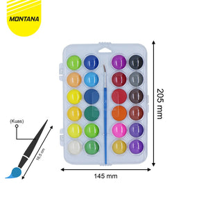 MONTANA Water Color Cat Air 24 Warna Include High Synthetic Paint Brush TWC-24