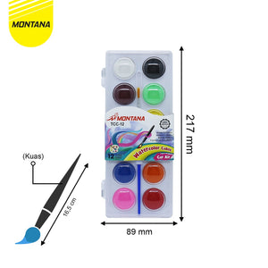 MONTANA Water Color Cakes Cat Air 12 Warna Water Soluble Pointbrush Included TWC-12