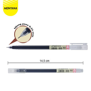 MONTANA Pulpen Gel 0.38mm Ballpoint Pen Ink Pena Alat Tulis TGP-033 Hitam