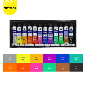 MONTANA Acrylic Colour Cat Akrilik 12 Warna x 6ml Rich Pigments Fast Drying TAC