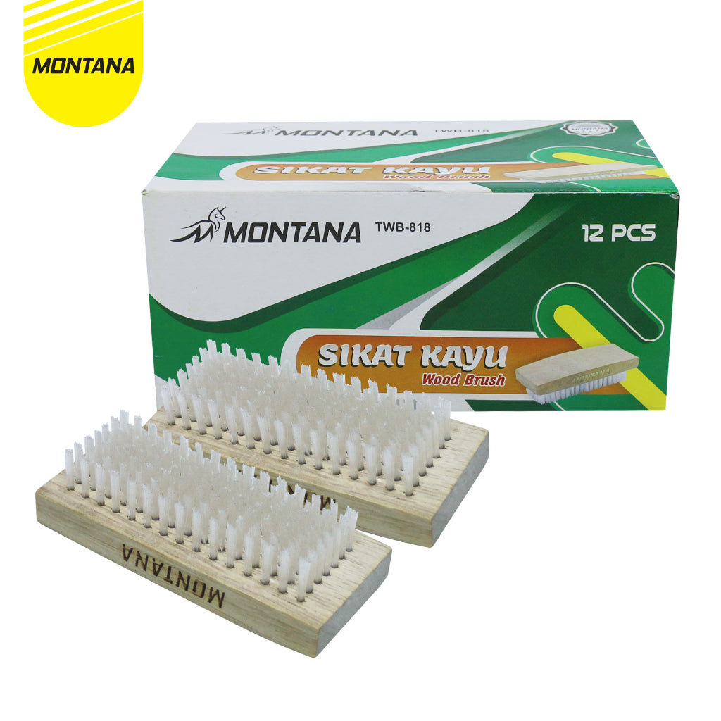 MONTANA Sikat Kayu Serbaguna 10 x 4.2 x 2.7 cm 12 Pcs Wood Brush Lembut TWB-818/Box
