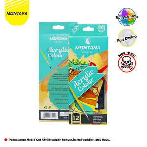 MONTANA Acrylic Colour Cat Akrilik 12 Warna x 6ml Rich Pigments Fast Drying TAC