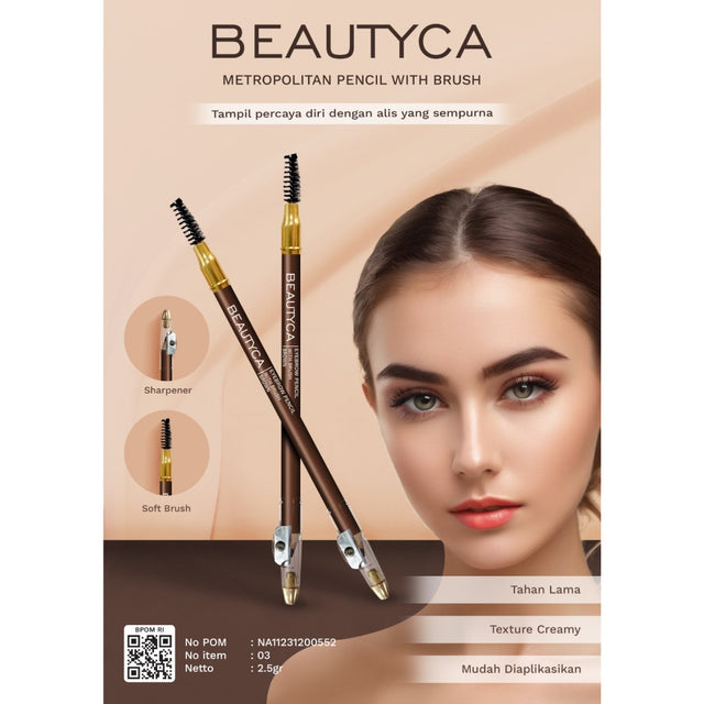 MONTANA X BEAUTYCA Pensil Alis Sisir 2 IN1 Dilengkapi Rautan Eyebrow Pencil Tahan Lama