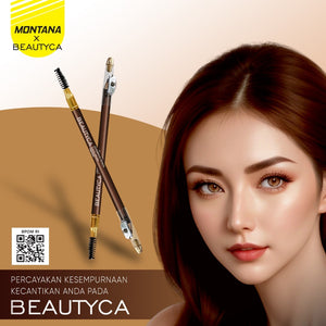 MONTANA X BEAUTYCA Pensil Alis Sisir 2 IN1 Dilengkapi Rautan Eyebrow Pencil Tahan Lama